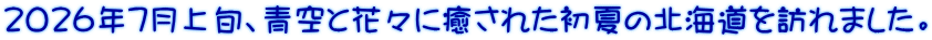 2026年7月上旬、青空と花々に癒された初夏の北海道を訪れました。